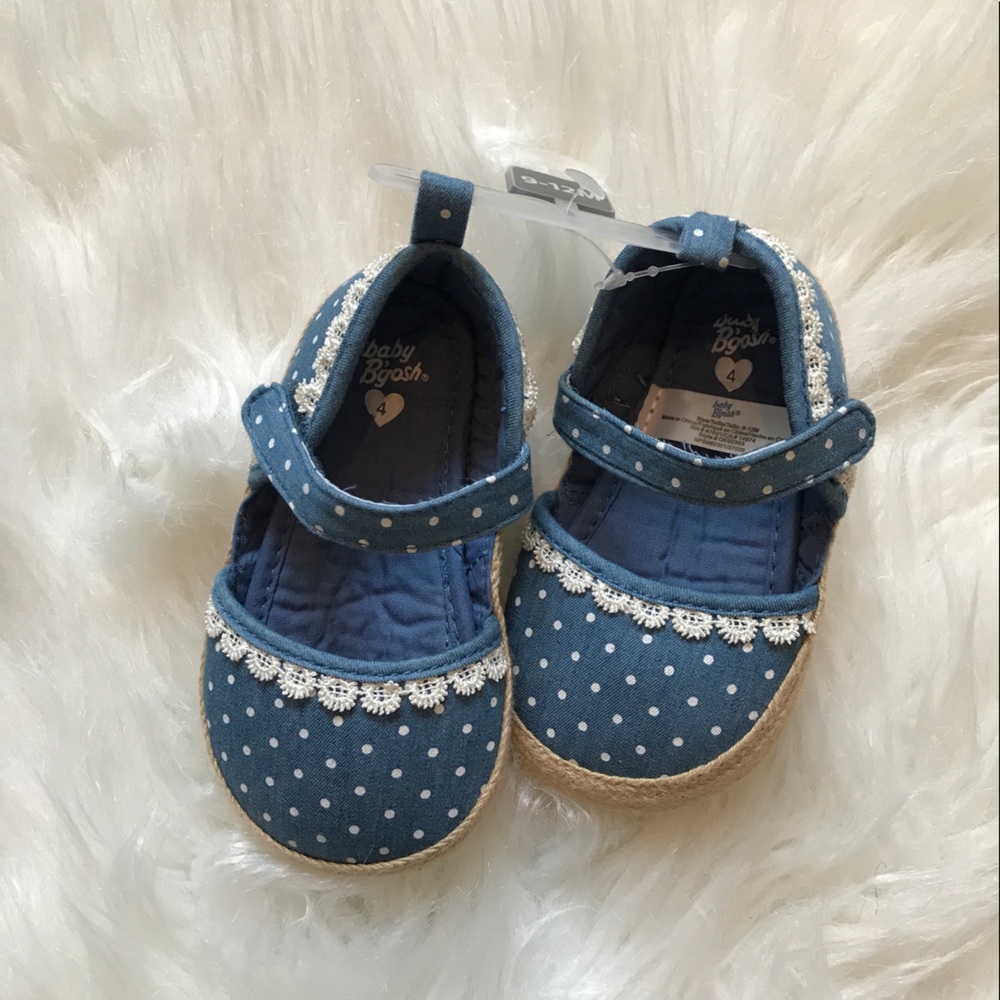 ✨NEW💙Carters OshKosh Toddler Baby Girl Blue Polka Dot Espadrille Sandal Shoes🥿 - Picture 3 of 5